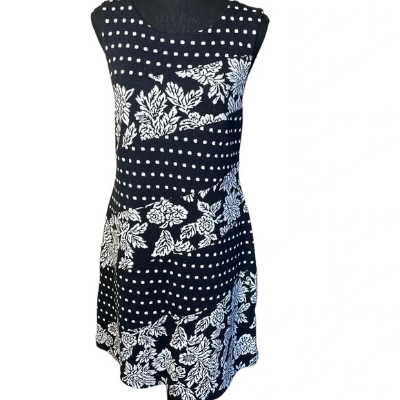 Anthropologie Maeve Effemy Black & White Jacquard Shift Dress Size:M - Picture 3 of 12